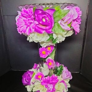 Purple Floral Centerpiece candle Holder